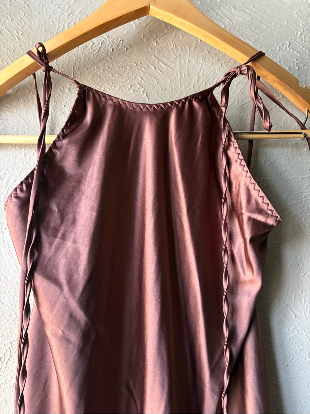 Free People Satin Tie-Shoulder Slip Dress in Mauve Plum